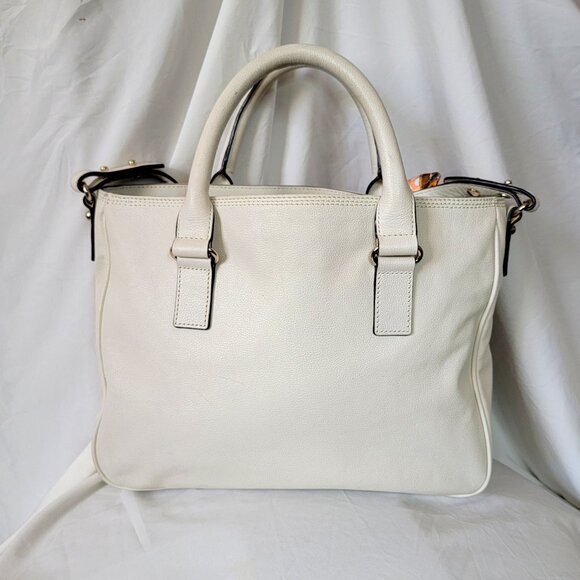 Kate Spade NY Cream Ivory Leather Shoulder Handbag, + Scarf/ Pompom, Non Smoking - Picture 7 of 14